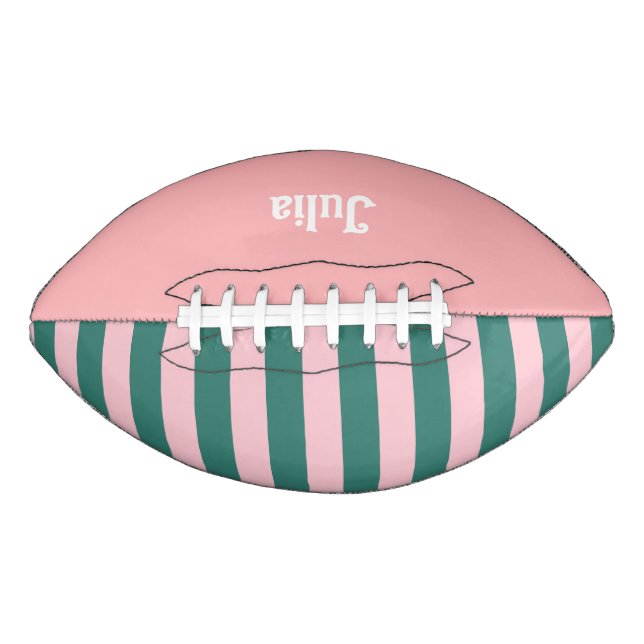 Retro Preppy Sportrand Streifen - rosa grün Football (Vorderseite)