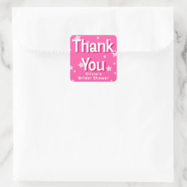 Retro Pretty Pink Stars Bridal Shower Favor Quadratischer Aufkleber