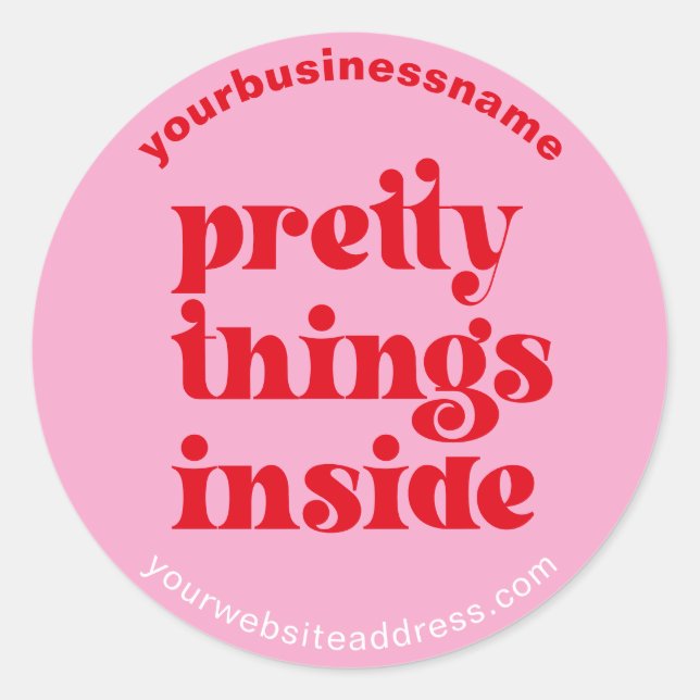 retro pretty things inside | name URL pink red Runder Aufkleber (Vorderseite)