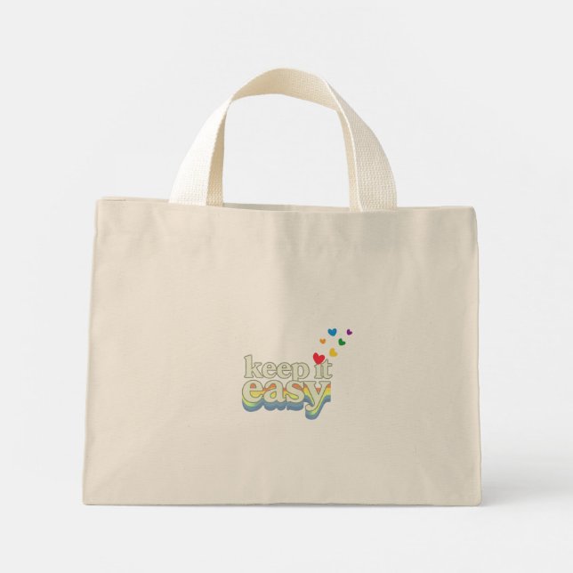 Retro-Pride-Typografie-Design 'Keep It Easy' Mini Stoffbeutel (Rückseite)