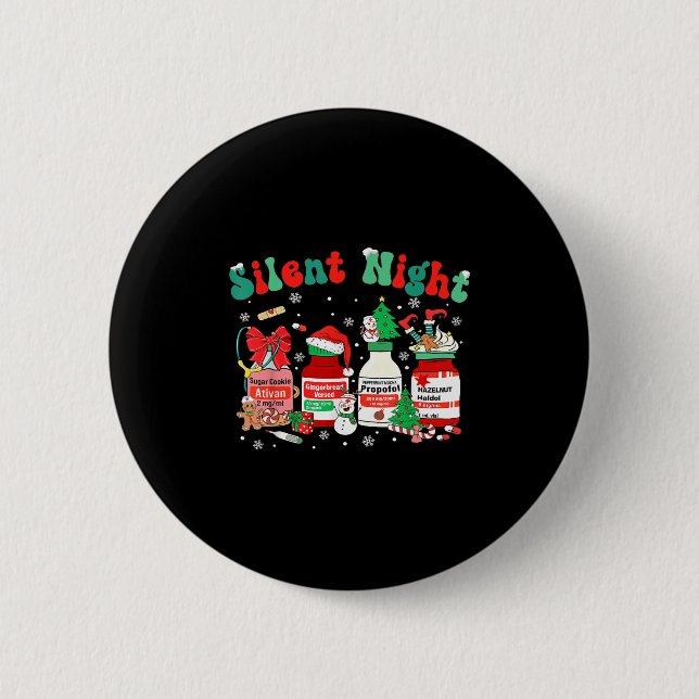 Retro Profol Silent Night Funny Christmas Nurse Wo Button (Vorderseite)
