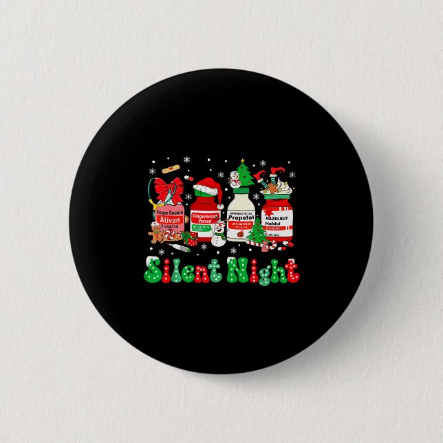 Retro Profol Silent Night Icu Nurses Funny Merry C Button (Vorderseite)