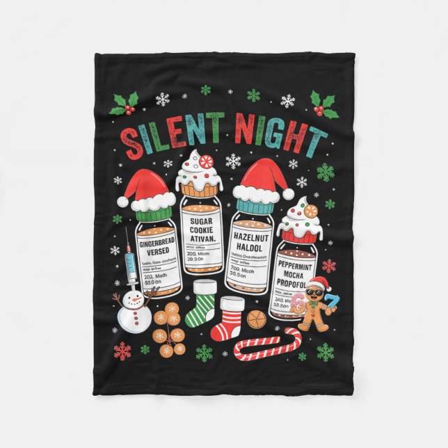 Retro Profol Silent Night Icu Nurses Funny Merry C Fleecedecke (Vorderseite)