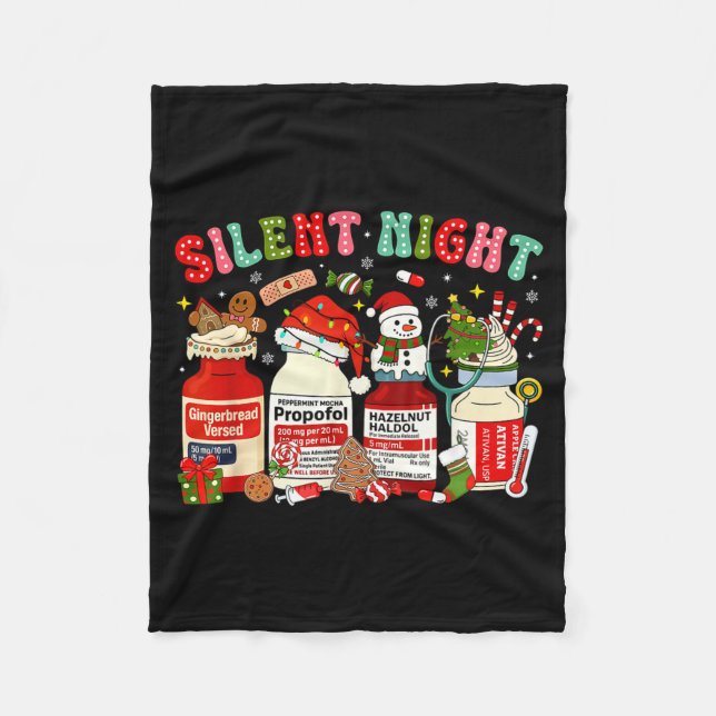 Retro Profol Silent Night Icu Nurses Funny Merry C Fleecedecke (Vorderseite)