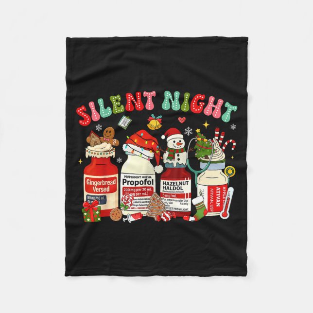 Retro Profol Silent Night Icu Nurses Funny Merry C Fleecedecke (Vorderseite)