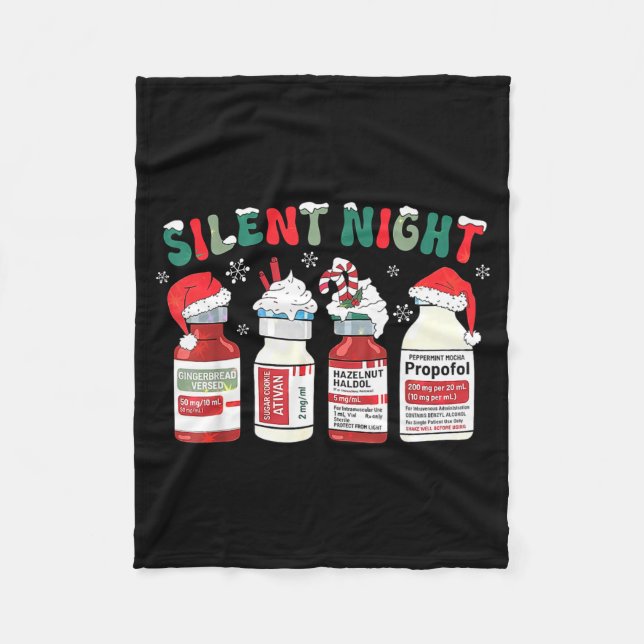 Retro Profol Silent Night Icu Nurses Funny Merry C Fleecedecke (Vorderseite)