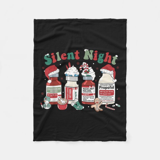 Retro Profol Silent Night Icu Nurses Funny Merry C Fleecedecke (Vorderseite)