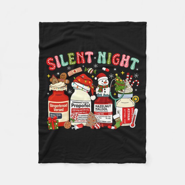 Retro Profol Silent Night Icu Nurses Funny Merry C Fleecedecke (Vorderseite)