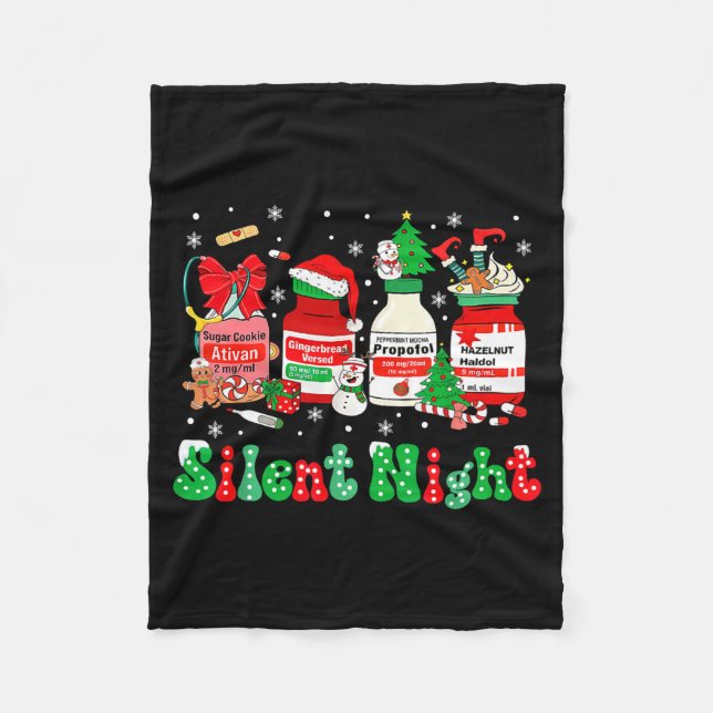 Retro Profol Silent Night Icu Nurses Funny Merry C Fleecedecke (Vorderseite)