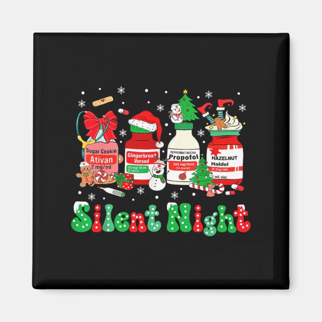 Retro Profol Silent Night Icu Nurses Funny Merry C Magnet (Vorne)