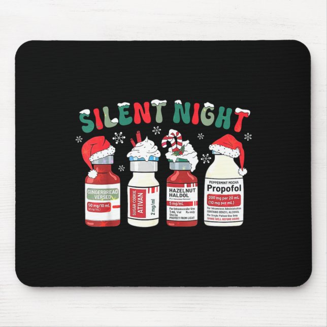 Retro Profol Silent Night Icu Nurses Funny Merry C Mousepad (Vorne)