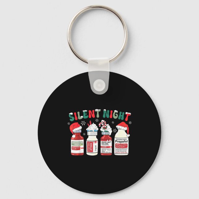 Retro Profol Silent Night Icu Nurses Funny Merry C Schlüsselanhänger (Vorderseite)