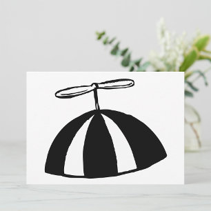 Retro Propeller Beanie Whimsical Schwarz und Weiß Einladung