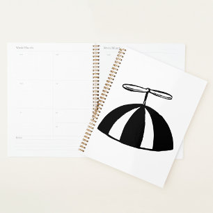 Retro Propeller Beanie Whimsical Schwarz und Weiß Planer