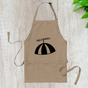 Retro Propeller Beanie Whimsical Schwarz und Weiß Schürze