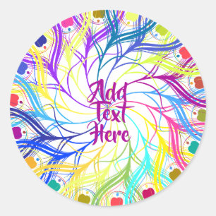 Retro Psychedelic 60er Hippie Design Runder Aufkleber