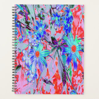 Retro Psychedelic Aqua Green und Orange Blume Planer