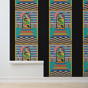 Retro Psychedelic Colorful Celestie Art Tapete