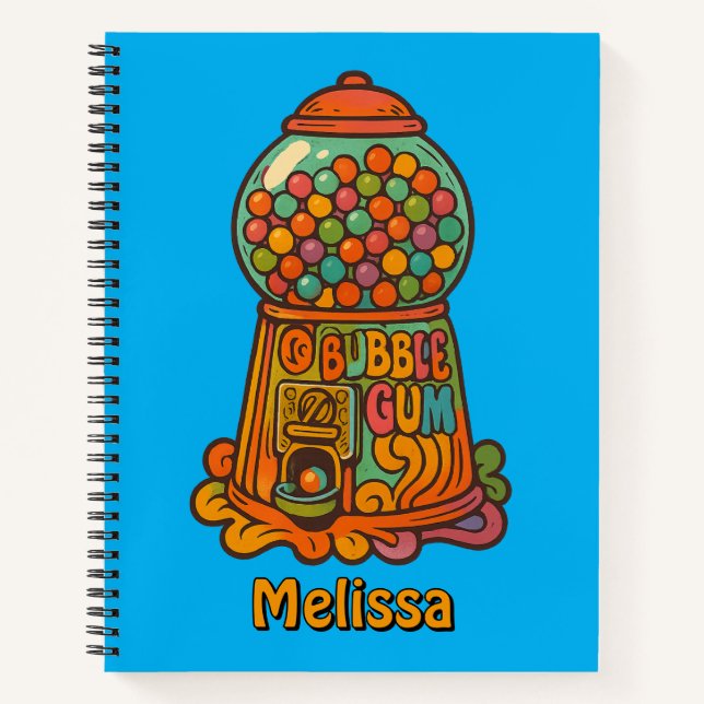 Retro Psychedelic Gumball Machine Notizbuch (Vorderseite)