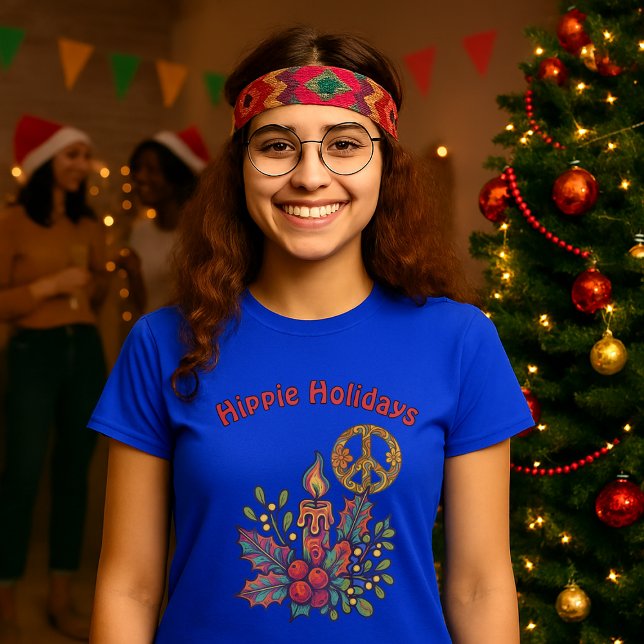 Retro Psychedelic Hippie Weihnachten T-Shirt (Von Creator hochgeladen)