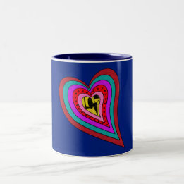 Retro Psychedelic Love Coeur café Mug
