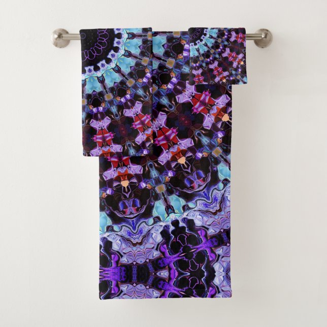 Retro Psychedelic Mandala Trippy Hippie Boho Chic Badhandtuch Set (Insitu)