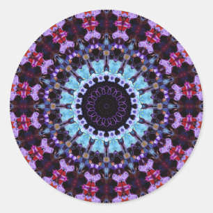 Retro Psychedelic Mandala Trippy Hippie Boho Chic Runder Aufkleber