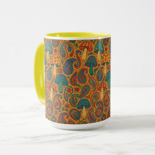 Retro Psychedelic Mushroom & Paisley Pattern Tasse