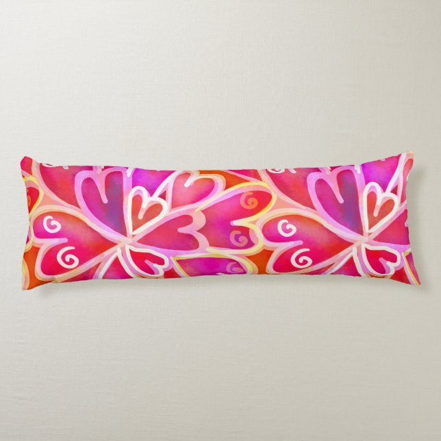 Retro Psychedelic Pink Lila Herz Coole Betten Seitenschläferkissen (Rückseite)