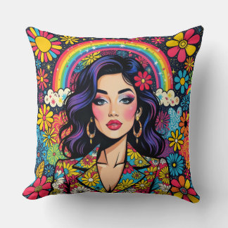 Retro Psychedelic Pop Art Throw Kissen - Lebhaft