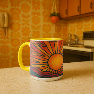Retro Psychedelic Sunset Tasse