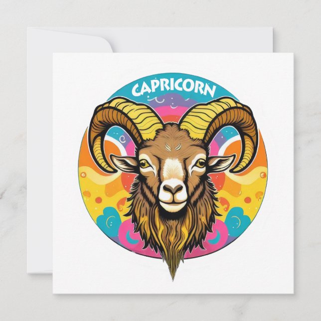 Retro psychedelischer Steinbock-Zodiakus Ziege Dez (Vorderseite)