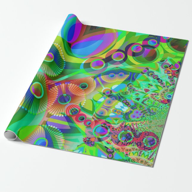 Retro psychedelisches abstraktes geschenkpapier (Ungerollt)