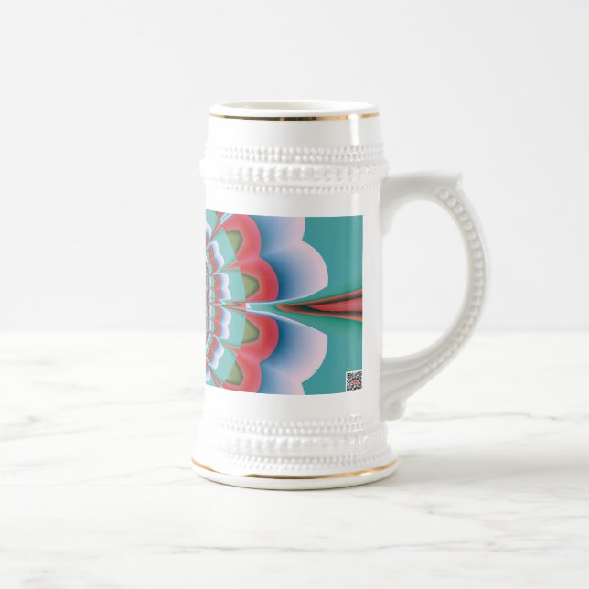 Retro-psychedelisches Mandala-Blüten-Abstraktkunst Bierglas (Rechts)