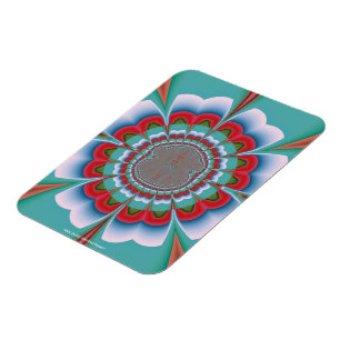 Retro-psychedelisches Mandala-Blüten-Abstraktkunst Magnet