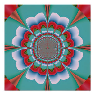 Retro-psychedelisches Mandala-Blüten-Abstraktkunst Poster