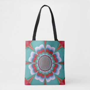 Retro-psychedelisches Mandala-Blüten-Abstraktkunst Tasche