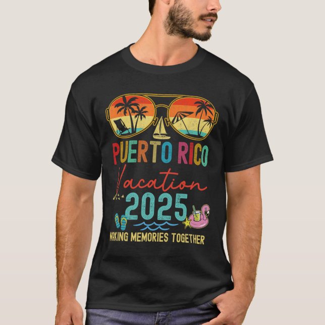 Retro Puerto Rico Urlaub 2025 Erinnerungen Matchin T-Shirt (Vorderseite)