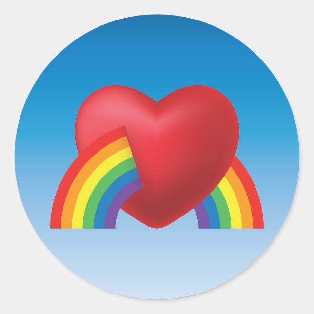 Retro Puffy Heart and Rainbow Sticker (Vorderseite)