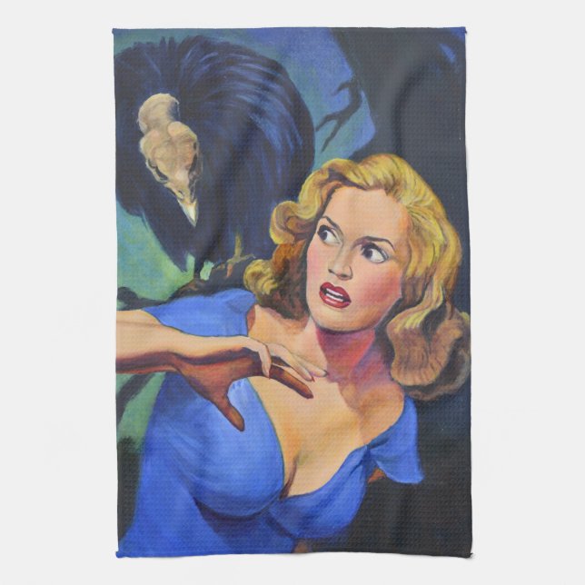 Retro Pulp Horror Handtuch mit Bussard (Vertikal)