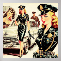 Retro Pulp Polizist Girl