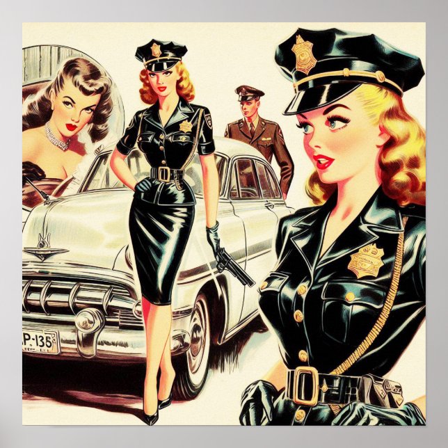 Retro Pulp Polizist Girl Poster (Vorne)
