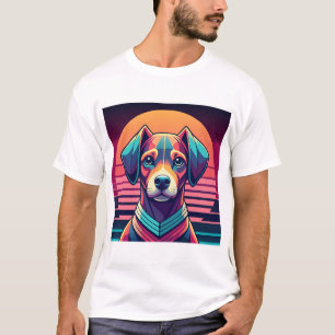 Retro Pulse Pup 80er Sonnenuntergangs-Vibes T-Shirt