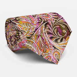 Retro Pum Pink Green Paisley Muster Krawatte