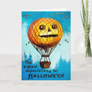 Retro Pumpkin Balloon Halloween Card Feiertagskarte