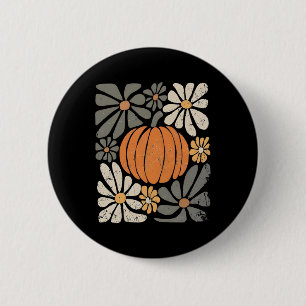 Retro Pumpkin Boho Blume Herbst Thanksgivin Button