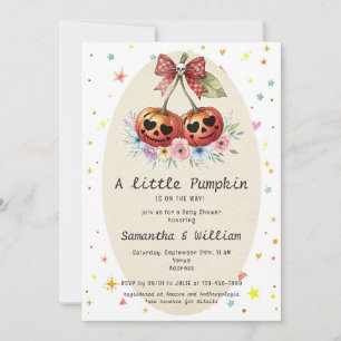 Retro Pumpkin Cherries Coquette Fall Baby Dusche Einladung