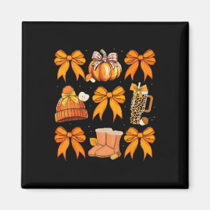 Retro Pumpkin Coquette Bow Herbst Halloween G Magnet