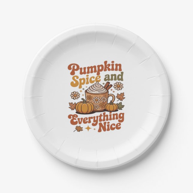 Retro Pumpkin Gewürze alles Nice Classic T-Shir Pappteller (Vorderseite)