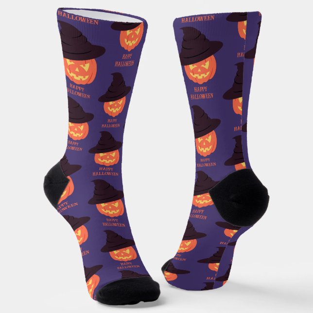 Retro Pumpkin "Happy Halloween" Socken - Vintag (Gewinkelt)